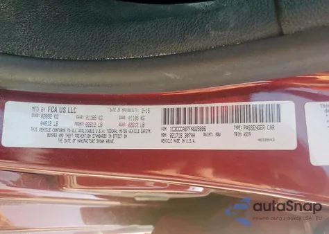 2015 Chrysler 200 Limited z USA, uszkodzony, nr VIN 1C3CCCAB7FN665886